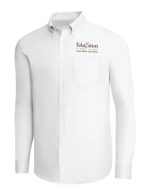 Brooks Brothers White Wrinkle-Free Stretch Pinpoint Shirt w/Education Credit Union Logo