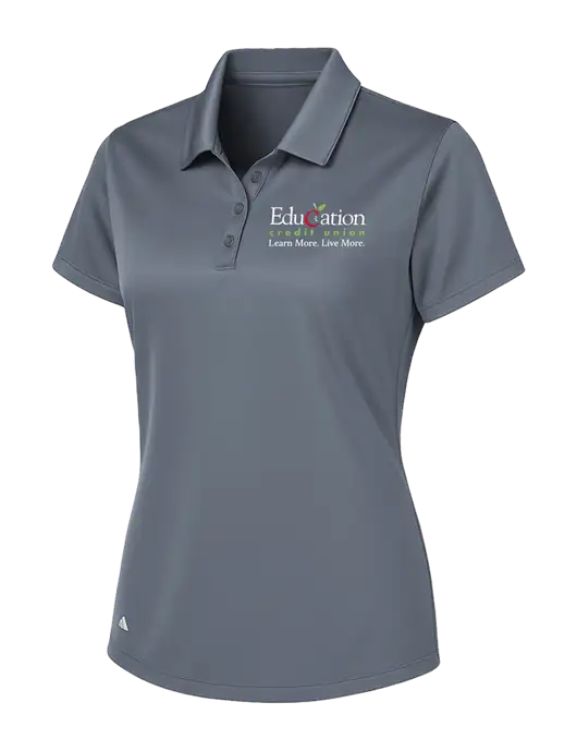 Adidas Medium Grey Womens Basic Sport Polo w/Education Credit Union Logo