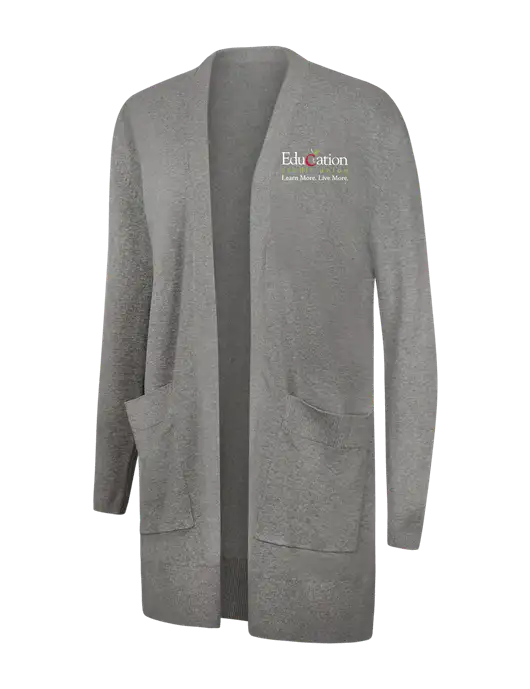 Mercer+Mettle Womens Light Grey Heather Open Front Cardigan Sweater w/Education Credit Union Logo