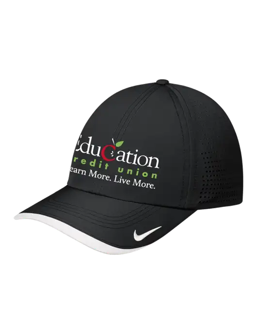Nike Black/White Dri-FIT Perforated Performance Cap w/Education Credit Union Logo