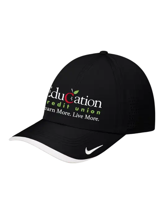 Nike Black/White Dri-FIT Perforated Performance Cap w/Education Credit Union Logo