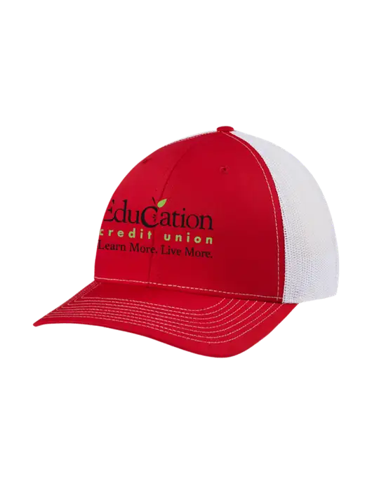 Richardson Adjustable Snapback Original 112 Trucker Cap Red w/White Mesh w/Education Credit Union Logo