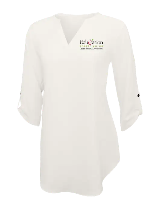 Ivory Womens 3/4 Sleeve Tunic Blouse w/Education Credit Union Logo