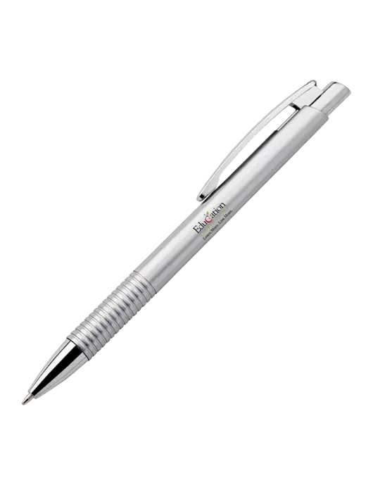 Malay Silver Ballpoint Pen - Blue Ink w/Education Credit Union Logo
