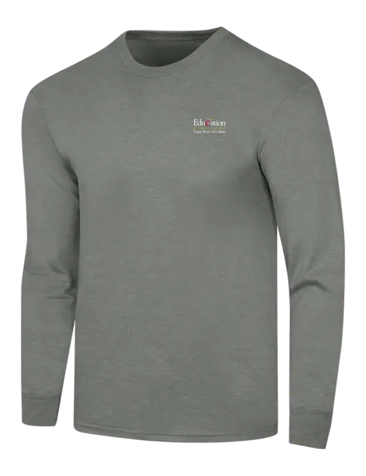 Simply Soft Long Sleeve Heathered Charcoal 4.5 oz, Poly/Combed Ring Spun Cotton T-Shirt w/Education Credit Union Logo