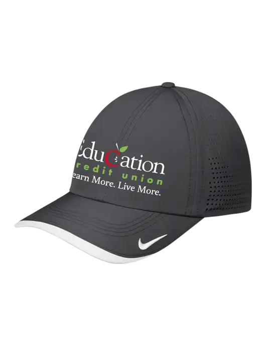 Nike Dark Grey/White Dri-FIT Perforated Performance Cap w/Education Credit Union Logo