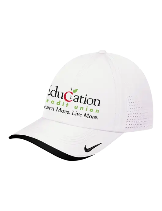 Nike White/Black Dri-FIT Perforated Performance Cap w/Education Credit Union Logo