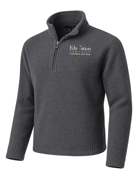 Dark Grey Fleece 1/4-Zip Pullover w/Education Credit Union Logo