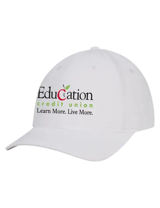 White Nylon Twill Performance Cap w/Education Credit Union Logo