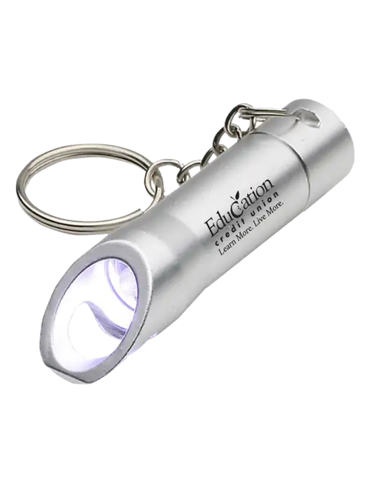 Silver Pocket LED Flashlight with Bottle Opener & Keychain w/Education Credit Union Logo