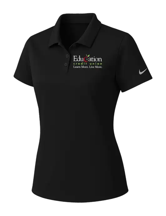 Nike Womens Black Dry Essential Solid Polo w/Education Credit Union Logo
