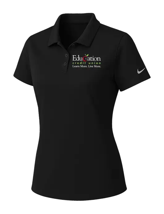 Nike Womens Black Dry Essential Solid Polo w/Education Credit Union Logo