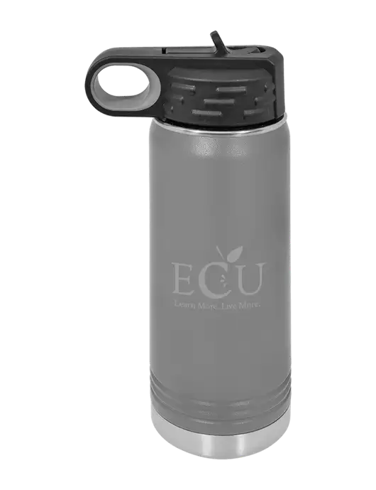 Polar Camel 20 oz Powder Coated Grey Vacuum Insulated Water Bottle w/Education Credit Union shortened Logo