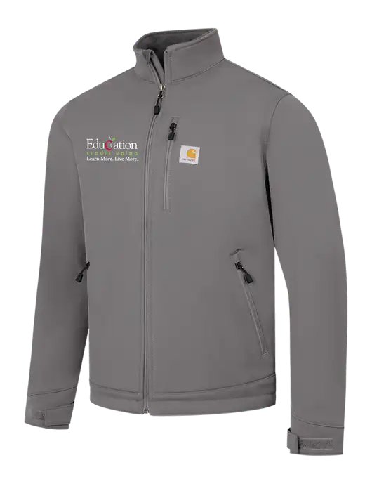 Carhartt Dark Medium Grey Crowley Soft Shell Jacket w/Education Credit Union Logo