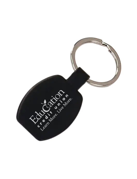 Black Laserable Rounded Rectangle Keychain w/Education Credit Union Logo