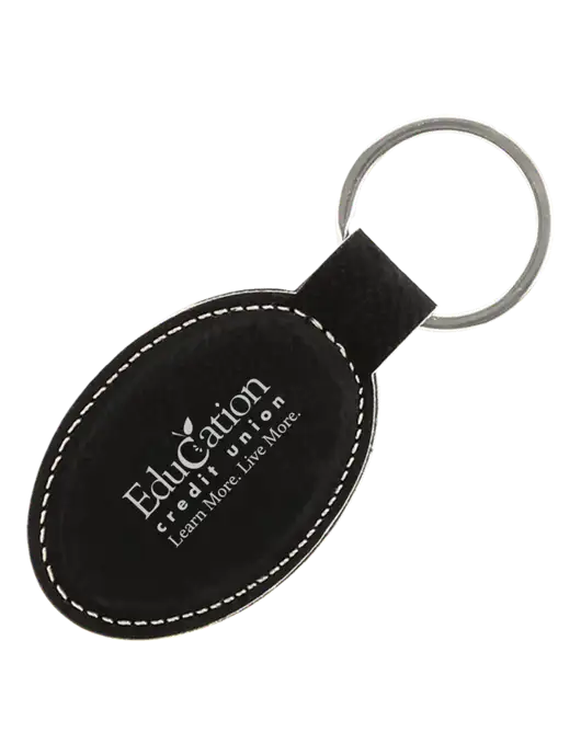 Black Leatherette Oval Keychain w/Education Credit Union Logo