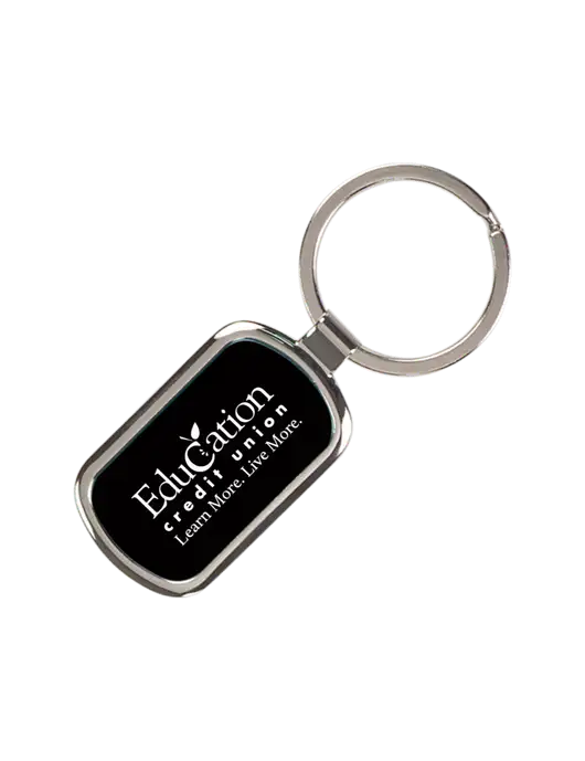 Black Laserable Rectangle Keychain w/Education Credit Union Logo