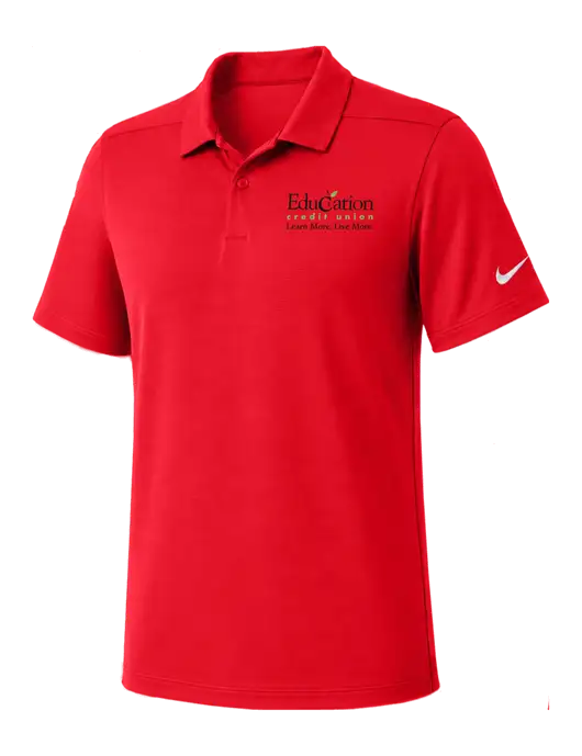 Nike Red Dry Essential Solid Polo w/Education Credit Union Logo