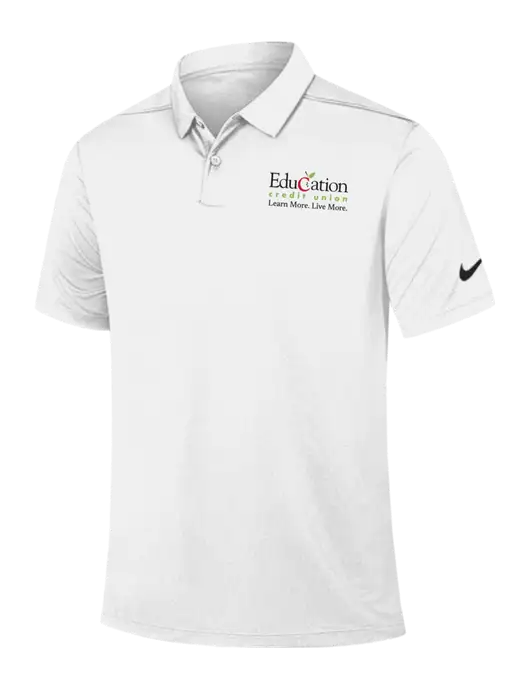 Nike White Dry Essential Solid Polo w/Education Credit Union Logo