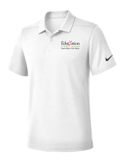 Nike White Dry Essential Solid Polo w/Education Credit Union Logo