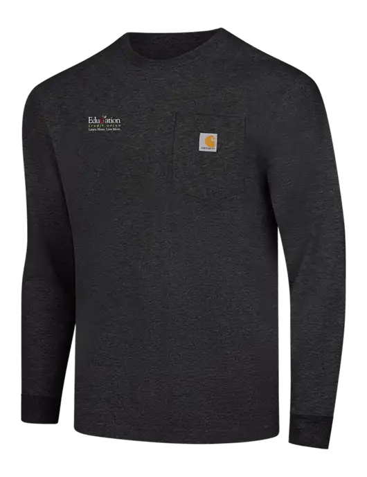 Carhartt Dark Grey Heather Workwear Pocket Long Sleeve T-Shirt w/Education Credit Union Logo