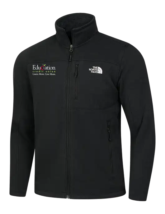 North Face Black Heather Sweater Fleece Jacket w/Education Credit Union Logo