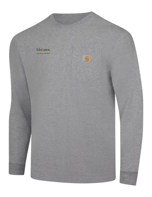 Carhartt Light Grey Heather Workwear Pocket Long Sleeve T-Shirt w/Education Credit Union Logo