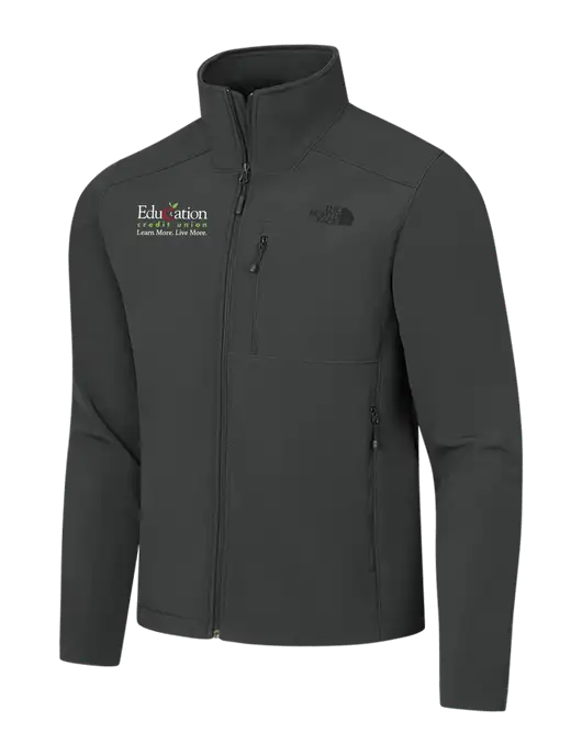 The North Face Dark Medium Grey Apex Barrier Soft Shell Jacket w/Education Credit Union Logo