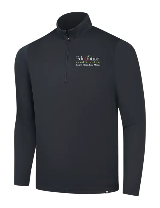 TravisMathew Black Coveside ¼-Zip w/Education Credit Union Logo