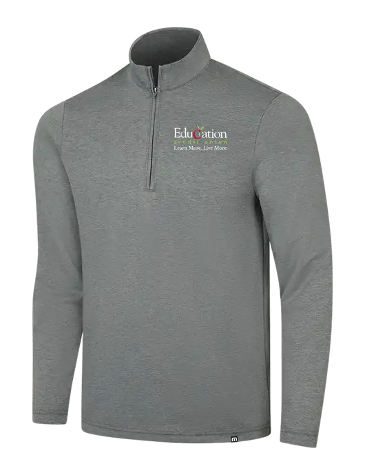 TravisMathew Dark Grey Heather Coveside ¼-Zip w/Education Credit Union Logo