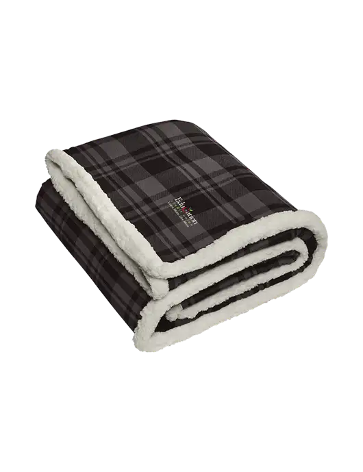 Charcoal/Medium Grey Flannel  Sherpa Blanket w/Education Credit Union Logo