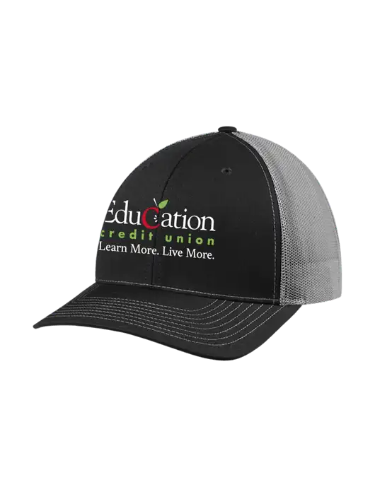 Richardson Adjustable Snapback Original 112 Trucker Cap Black w/Charcoal Mesh w/Education Credit Union Logo