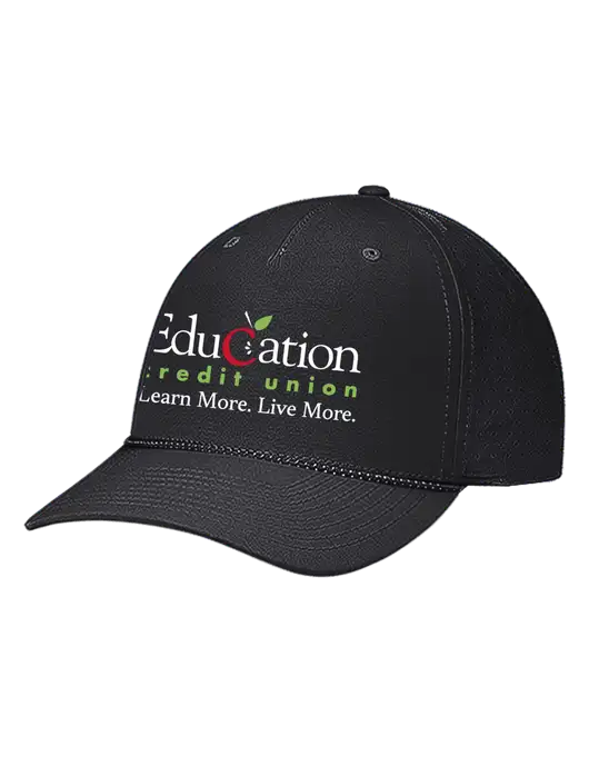 Richardson Laser Perf Performance Black/Black-Grey Rope Cap w/Education Credit Union Logo
