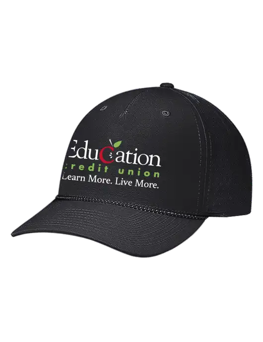 Richardson Laser Perf Performance Black/Black-Grey Rope Cap w/Education Credit Union Logo