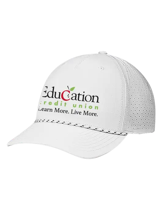 Richardson Laser Perf Performance White/White-Black Rope Cap w/Education Credit Union Logo
