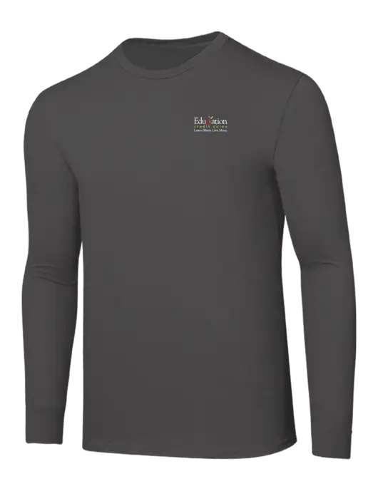 Seriously Soft Dark Grey Long Sleeve T-Shirt w/Education Credit Union Logo