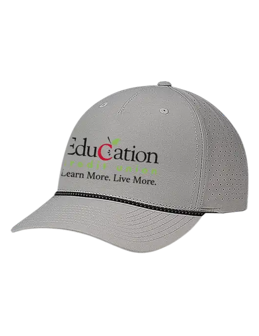 Richardson Laser Perf Performance Light Grey/Black-Grey Rope Cap w/Education Credit Union Logo