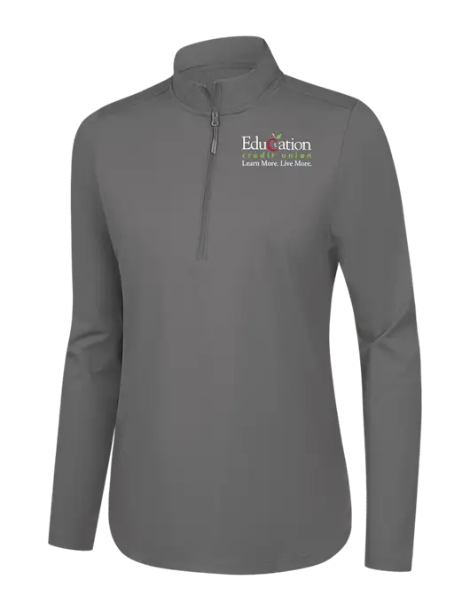  Womens Dark Medium Grey C-FREE Double Knit 1/4-Zip w/Education Credit Union Logo