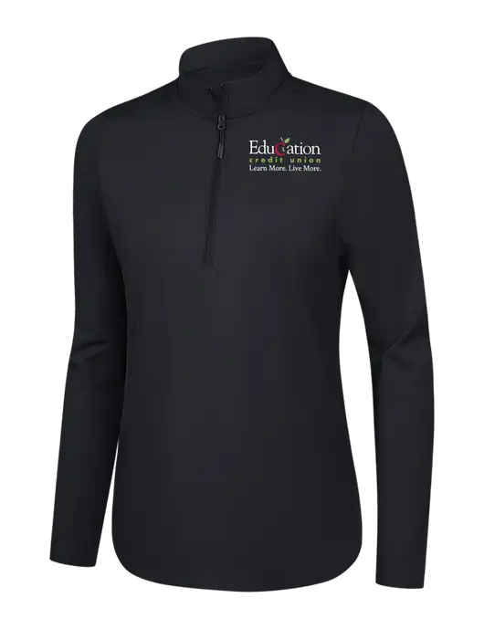  Womens Black C-FREE Double Knit 1/4-Zip w/Education Credit Union Logo