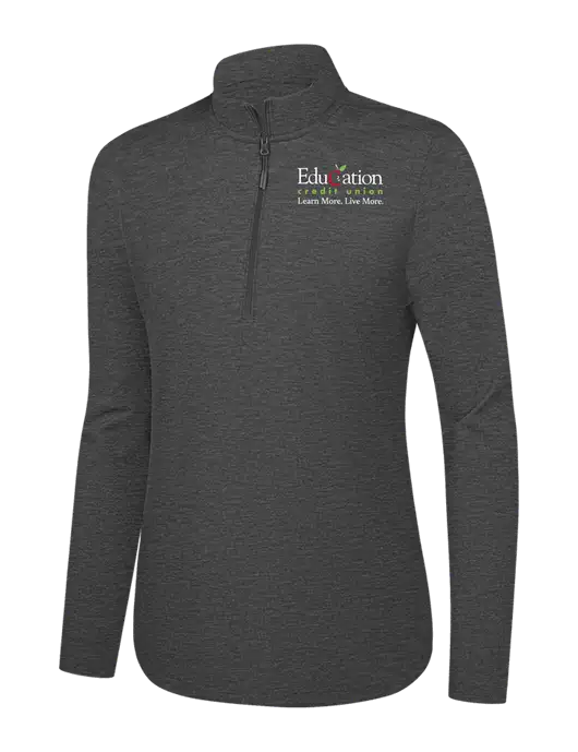  Womens Dark Grey Heather C-FREE Double Knit 1/4-Zip w/Education Credit Union Logo
