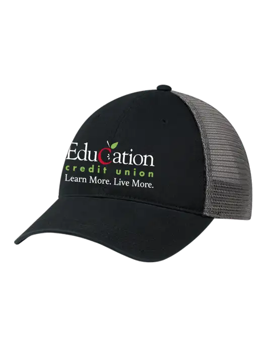 Richardson 111 Garment Washed Trucker Cap Black w/Charcoal Mesh w/Education Credit Union Logo