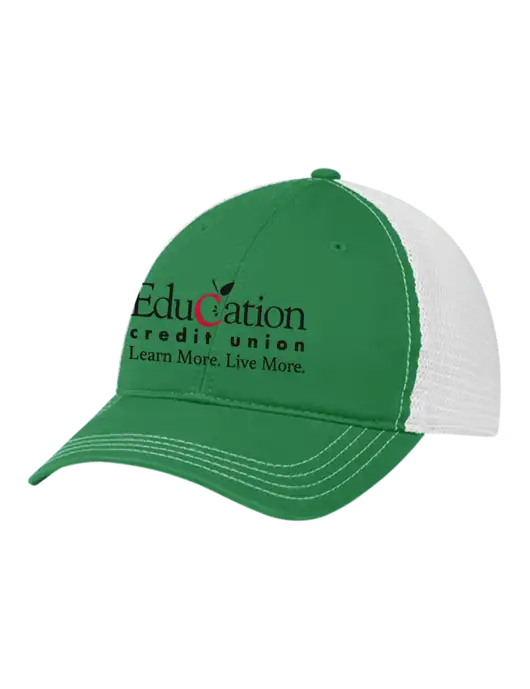 Richardson 111 Garment Washed Trucker Cap Kelly w/White Mesh w/Education Credit Union Logo