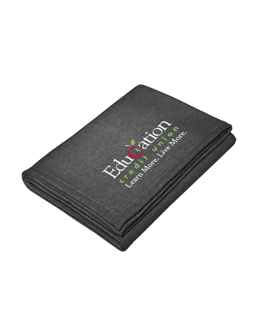 Core Dark Grey Heather Fleece Sweatshirt Blanket w/Education Credit Union Logo