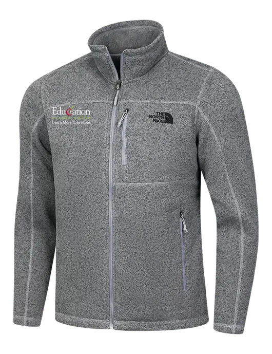 North Face Medium Grey Heather Sweater Fleece Jacket w/Education Credit Union Logo