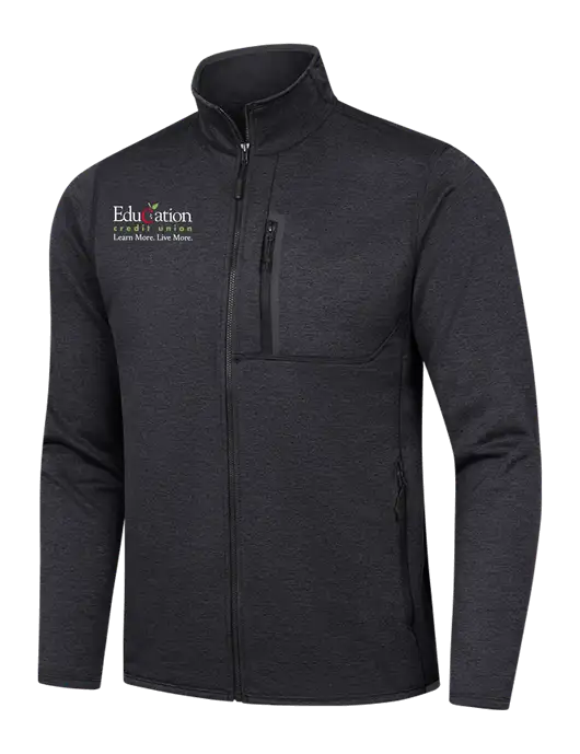 North Face Dark Grey Heather Skyline Full-Zip Fleece Jacket w/Education Credit Union Logo