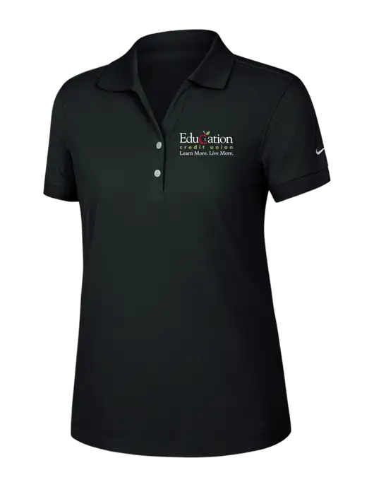 Nike Womens Dri-FIT Classic Black Polo w/Education Credit Union Logo