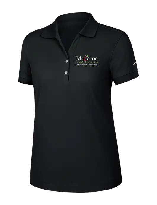 Nike Womens Dri-FIT Classic Black Polo w/Education Credit Union Logo