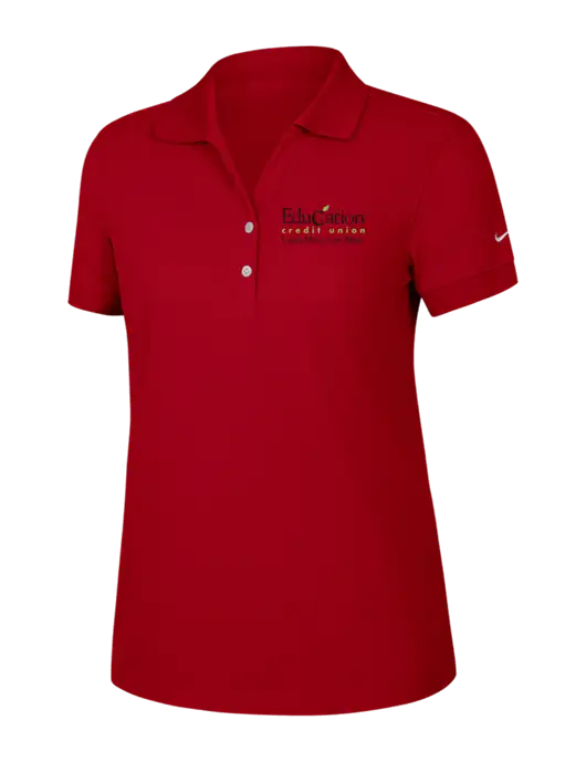Nike Womens Dri-FIT Classic Red Polo w/Education Credit Union Logo