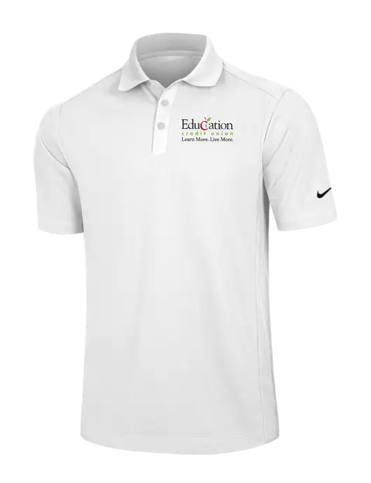 Nike White Dri-FIT Classic Polo w/Education Credit Union Logo