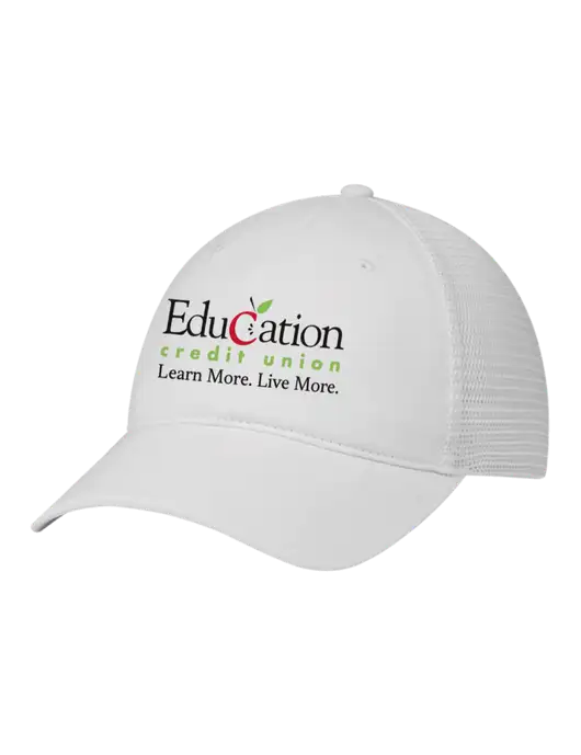 Richardson 111 Garment Washed Trucker Cap White w/White Mesh w/Education Credit Union Logo